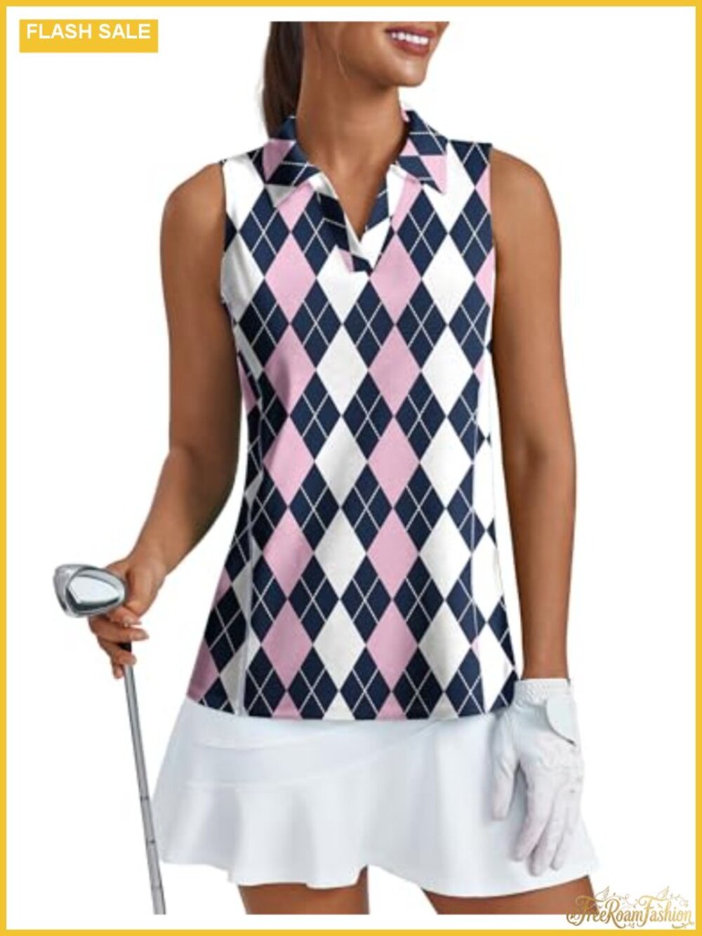 Womens Sleeveless Golf Polo UPF 50+ V Neck Workout Tank Top